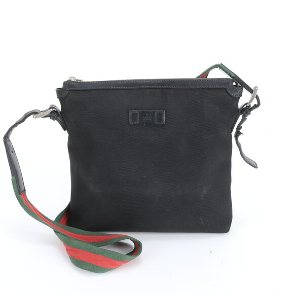 Gucci Sherry Line 353407 Leather and Nylon Shoulder Bag/Messenger Bag in Blac...